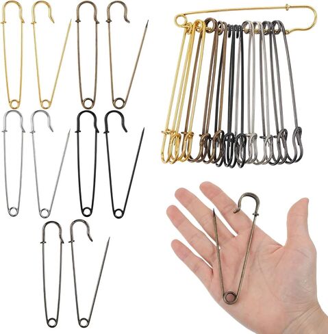 150 Pcs Jumbo Safety Pins 4 Inch, Extra Large Safety Pins Heavy Duty for Blankets, Kilts, Leather & Crafts, Assorted Colors Kilt Pin Set (Silver, Gray, Bronze, Gold, Black) in Saudi Arabia