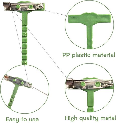 50 PCS T-Shaped Boutonniere Pins, Green Plastic Corsage Pins for Wedding Flowers, DIY Floral Arrangement Safety Pins with Metal Clasp for Prom, Graduation, Homecoming, 1.73" in Saudi Arabia