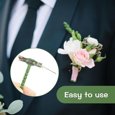 50 PCS T-Shaped Boutonniere Pins, Green Plastic Corsage Pins for Wedding Flowers, DIY Floral Arrangement Safety Pins with Metal Clasp for Prom, Graduation, Homecoming, 1.73" in Saudi Arabia