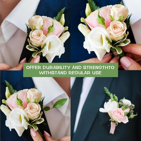 50 PCS T-Shaped Boutonniere Pins, Green Plastic Corsage Pins for Wedding Flowers, DIY Floral Arrangement Safety Pins with Metal Clasp for Prom, Graduation, Homecoming, 1.73" in Saudi Arabia