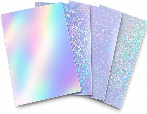 20 Holographic Stickers, A4 8.5"x11" Waterproof self-Adhesive Vinyl Overlay, Holographic Sticker Paper for Stickers, DIY Crafts, Labels, and Decals with Transparent Holographic Film in Saudi Arabia