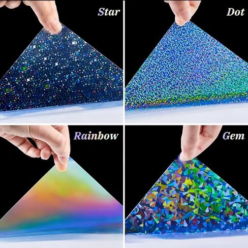 20 Holographic Stickers, A4 8.5"x11" Waterproof self-Adhesive Vinyl Overlay, Holographic Sticker Paper for Stickers, DIY Crafts, Labels, and Decals with Transparent Holographic Film in Saudi Arabia