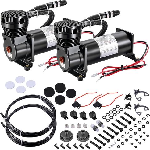 EVIL ENERGY 200PSI Air Horn Suspension Compressor for Car 12V Heavy Duty 3/8 NPT Onboard Air Ride Compressor for Train, Truck, Inflating Tires, Suspension Systems, Train Horn, DIY Pneumatic Tools 2PCS in Saudi Arabia