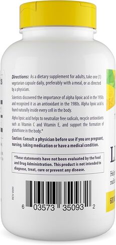 Healthy Origins Alpha Lipoic Acid, 600 mg - Alpha Lipoic Acid Supplement - Antioxidant Support - Gluten-Free Supplement - 150 Veggie Capsules in Saudi Arabia