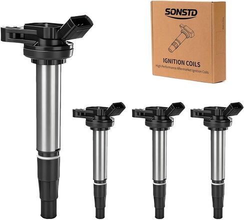 UF596 Ignition Coil Pack of 4, Compatible with Toyota Corolla, RAV4, Prius, Matrix, Lexus CT200h, Scion 1.8L L4, Replaces OEM 90919-02258, 90919-02252 in Kuwait