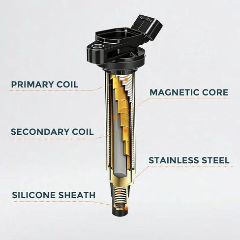 UF596 Ignition Coil Pack of 4, Compatible with Toyota Corolla, RAV4, Prius, Matrix, Lexus CT200h, Scion 1.8L L4, Replaces OEM 90919-02258, 90919-02252 in Kuwait