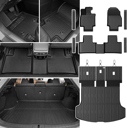 مجموعة سجادات الأرضية لسيارة Lexus RX350/RX350h/RX500h 2023 2024 2025 2026، بطانات أرضية من مادة TPE مناسبة لجميع الأحوال الجوية، سجادة مسند الظهر، سجادة صندوق السيارة، ملحقات حماية عتبة الباب لـ RX350/RX350h/RX500h in Kuwait