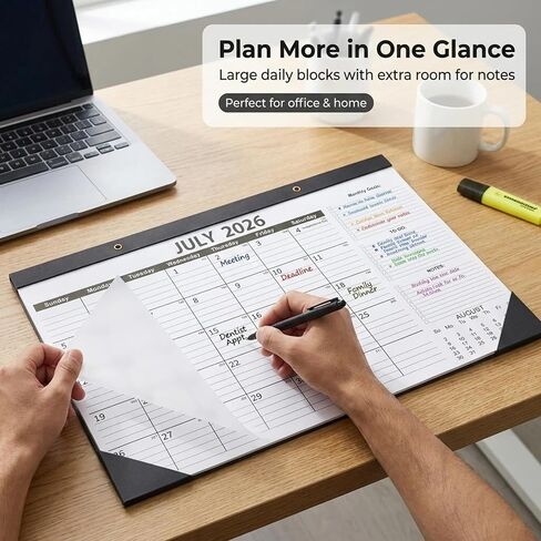 Desk Calendar 2026-2027 (2 Pack) - 18 Month Large Monthly Planner (July 2026 - Dec 2027), 17" x 12" Desktop Pad with Thick 120 GSM Paper, Two Calendars for School, Office & Gifting in Saudi Arabia
