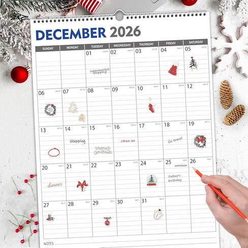تقويم حائط GuassLee 2025، جدار تقويم معلق عمودي لمدة 19 شهرًا 2025، 17 بوصة × 11.5 بوصة مخطط شهري كبير من يونيو 2025 إلى ديسمبر 2026 مع ورق سميك حلزوني لتنظيم مكتب المدرسة المنزلية in Kuwait