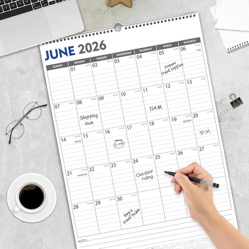 تقويم حائط GuassLee 2025، جدار تقويم معلق عمودي لمدة 19 شهرًا 2025، 17 بوصة × 11.5 بوصة مخطط شهري كبير من يونيو 2025 إلى ديسمبر 2026 مع ورق سميك حلزوني لتنظيم مكتب المدرسة المنزلية in Kuwait
