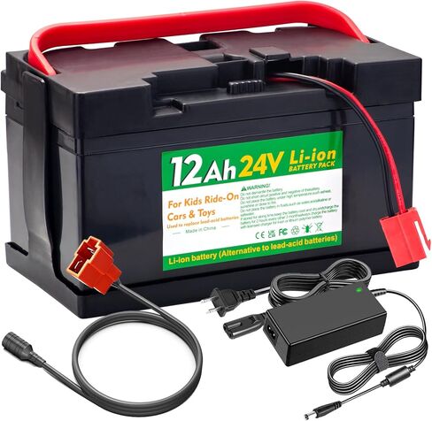 بطارية ليثيوم 24 فولت 12 أمبير في الساعة لسيارة huffy torex 24V UTVs للركوب على السيارات والألعاب، تمت ترقيتها لتحل محل بطاريات الرصاص الحمضية 12FM7 (مع كابل الشاحن والمحول) in Kuwait