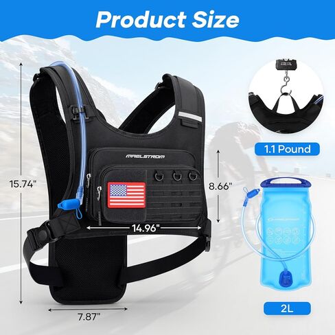 Maelstrom Running Hydration Vest for Men & Women, Lightweight Breathable No Bounce Hydration Backpack with 2L Water Bladder for Marathon, Trail Running, Hiking, Cycling in Kuwait