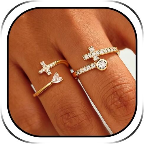 Harry and Henry Gold Cross Rings for Women Stackable Gold Rings Non Tarnish Faith Jewelry Christian Gift for Her Religious Accessory in Saudi Arabia