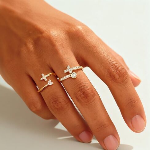 Harry and Henry Gold Cross Rings for Women Stackable Gold Rings Non Tarnish Faith Jewelry Christian Gift for Her Religious Accessory in Saudi Arabia