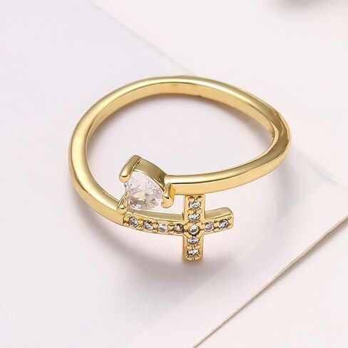 Harry and Henry Gold Cross Rings for Women Stackable Gold Rings Non Tarnish Faith Jewelry Christian Gift for Her Religious Accessory in Saudi Arabia