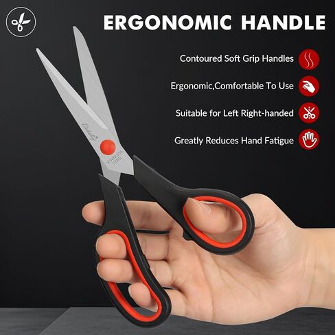 60-Pack 8" Scissors Bulk, Sharp Stainless Steel with Comfort Grip Handle, Multipurpose Craft Sewing Fabric for Office Home School Supplies, Teacher Classroom Art Supplies, Right/Left Hand Use in Saudi Arabia