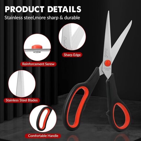 60-Pack 8" Scissors Bulk, Sharp Stainless Steel with Comfort Grip Handle, Multipurpose Craft Sewing Fabric for Office Home School Supplies, Teacher Classroom Art Supplies, Right/Left Hand Use in Saudi Arabia