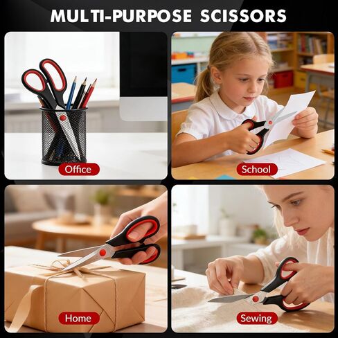 60-Pack 8" Scissors Bulk, Sharp Stainless Steel with Comfort Grip Handle, Multipurpose Craft Sewing Fabric for Office Home School Supplies, Teacher Classroom Art Supplies, Right/Left Hand Use in Saudi Arabia