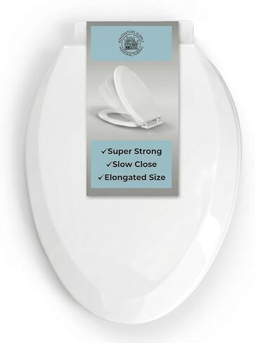 Renovators Supply Manufacturing Black Plastic Soft Close Elongated Toilet Seat Quiet-Close Lid, Contoured Seat Easy to Install and Clean, Grip-Tight Bumpers with Adjustable Mounting Hardware in Kuwait