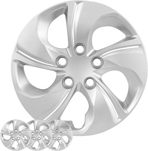 أغطية عجلات Hubcap مقاس 15 بوصة متوافقة مع Honda Civic Sedan 2013-2015 وHonda Civic Coupe 2013، أغطية حافة العجلات مثبتة بمسامير للعجلات الفولاذية، لمسة نهائية فضية ممتازة، مجموعة من 4 قطع in Kuwait