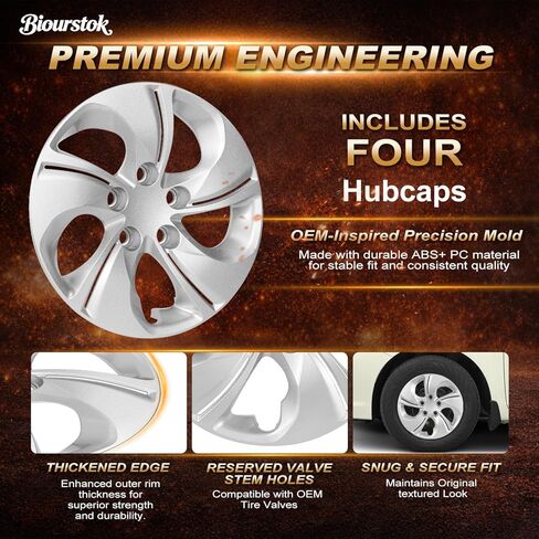 أغطية عجلات Hubcap مقاس 15 بوصة متوافقة مع Honda Civic Sedan 2013-2015 وHonda Civic Coupe 2013، أغطية حافة العجلات مثبتة بمسامير للعجلات الفولاذية، لمسة نهائية فضية ممتازة، مجموعة من 4 قطع in Kuwait