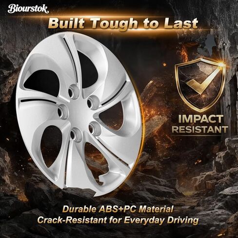 أغطية عجلات Hubcap مقاس 15 بوصة متوافقة مع Honda Civic Sedan 2013-2015 وHonda Civic Coupe 2013، أغطية حافة العجلات مثبتة بمسامير للعجلات الفولاذية، لمسة نهائية فضية ممتازة، مجموعة من 4 قطع in Kuwait