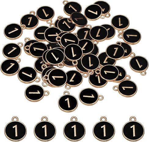 PATIKIL 7 Number Charm, 50 Pcs Double Sided Number Charm Pendants for Bracelet DIY Jewelry Making Necklace, Black in Kuwait