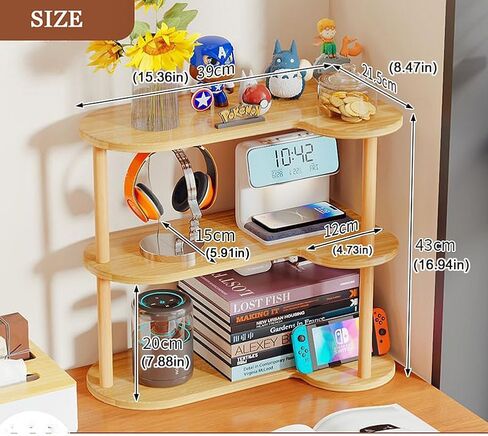 New Vertical Corner Shelf, Simple Desktop Small Bookshelf 3-Tier Clutter and Ornaments Storage Shelf File Organizer Shelf Bookcase in Saudi Arabia