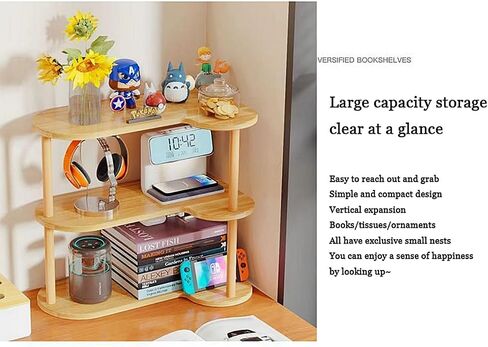 New Vertical Corner Shelf, Simple Desktop Small Bookshelf 3-Tier Clutter and Ornaments Storage Shelf File Organizer Shelf Bookcase in Saudi Arabia