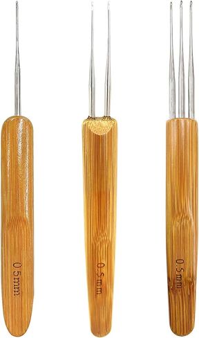 3 Pcs Dreadlock Crochet Hook Set for Hair – 0.5mm Braid Craft Needle Kit (Single, Double & Triple Hooks) in Kuwait
