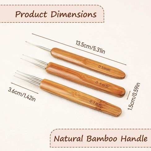 3 Pcs Dreadlock Crochet Hook Set for Hair – 0.5mm Braid Craft Needle Kit (Single, Double & Triple Hooks) in Kuwait