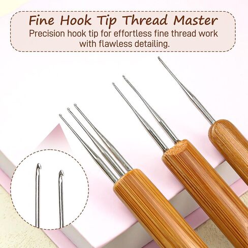 3 Pcs Dreadlock Crochet Hook Set for Hair – 0.5mm Braid Craft Needle Kit (Single, Double & Triple Hooks) in Kuwait