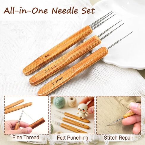 3 Pcs Dreadlock Crochet Hook Set for Hair – 0.5mm Braid Craft Needle Kit (Single, Double & Triple Hooks) in Kuwait