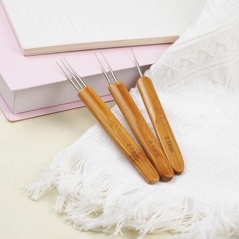 3 Pcs Dreadlock Crochet Hook Set for Hair – 0.5mm Braid Craft Needle Kit (Single, Double & Triple Hooks) in Kuwait