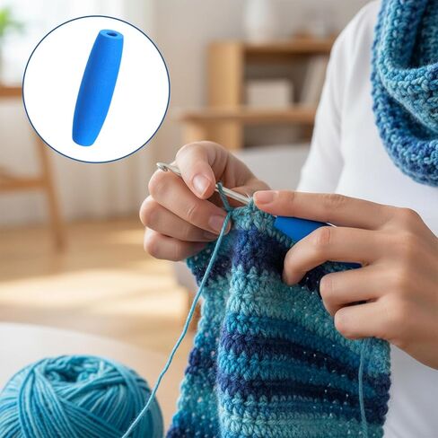 Hadnves 5 Pcs Crochet Hook Grips No Cut Utensils Tools Padding Multi-Size Ergonomic Handle Attachment Soft Foam Tubing Knitting Accessories for Elderly Disabled Handicapped Arthritic in Kuwait