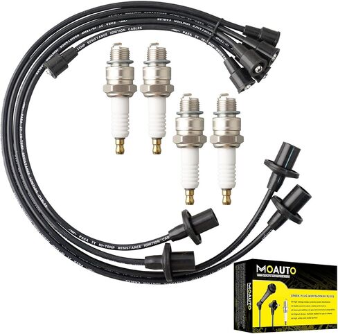 Set of 4 PCS Iridium Spark Plugs with Wire Set 671-4153 55910 8128 RC-TE41 90919-22419 Compatible with Geo Prizm Toyota Corolla 1993-1997 Celica 1994-1997 1.6L 1.8L in Saudi Arabia