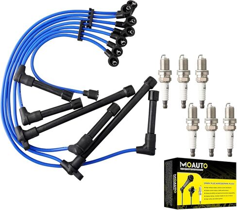 Set of 4 PCS Iridium Spark Plugs with Wire Set 671-4153 55910 8128 RC-TE41 90919-22419 Compatible with Geo Prizm Toyota Corolla 1993-1997 Celica 1994-1997 1.6L 1.8L in Saudi Arabia