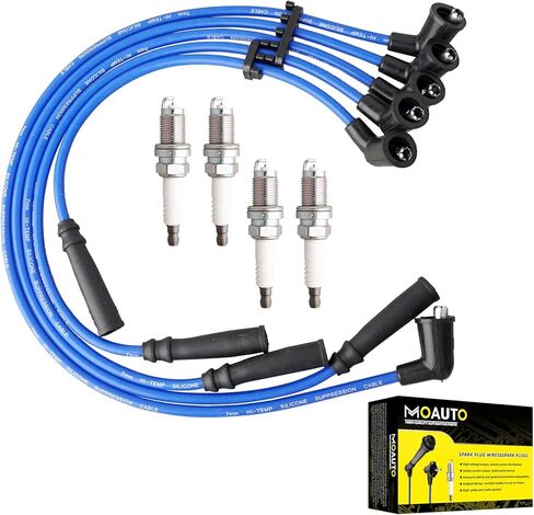 Set of 4 PCS Iridium Spark Plugs with Wire Set 671-4153 55910 8128 RC-TE41 90919-22419 Compatible with Geo Prizm Toyota Corolla 1993-1997 Celica 1994-1997 1.6L 1.8L in Saudi Arabia