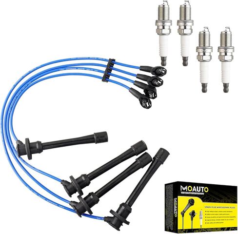 Set of 4 PCS Iridium Spark Plugs with Wire Set 671-4153 55910 8128 RC-TE41 90919-22419 Compatible with Geo Prizm Toyota Corolla 1993-1997 Celica 1994-1997 1.6L 1.8L in Saudi Arabia
