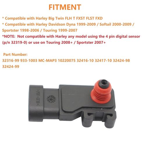 مستشعر خريطة الضغط المطلق المنوع (3 دبابيس) 32316-99 لـ Harley Davidson Dyna/Softail/Sportster/Touring Big Twin FLH/T FXST FLST FXD 32424-99 32424-98 32416-10 32417-10 in Kuwait
