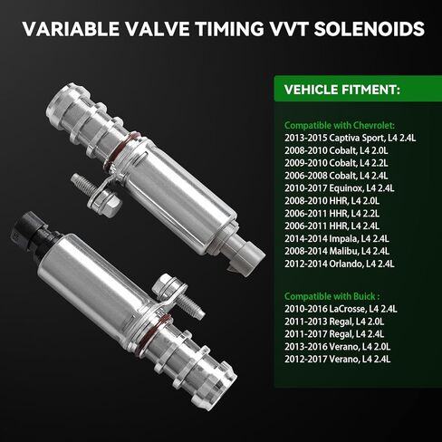 مجموعة صمامات الملف اللولبي للسحب والعادم، محرك عمود الحدبات VVT المتوافقة مع Chevy Equinox Malibu HHR Impala Cobalt، Buick Regal LaCrosse، GMC Terrain - استبدال 12655420 12655421 917-215 917-216 in Kuwait