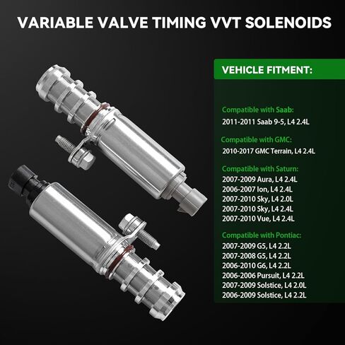 مجموعة صمامات الملف اللولبي للسحب والعادم، محرك عمود الحدبات VVT المتوافقة مع Chevy Equinox Malibu HHR Impala Cobalt، Buick Regal LaCrosse، GMC Terrain - استبدال 12655420 12655421 917-215 917-216 in Kuwait