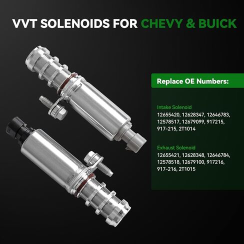 مجموعة صمامات الملف اللولبي للسحب والعادم، محرك عمود الحدبات VVT المتوافقة مع Chevy Equinox Malibu HHR Impala Cobalt، Buick Regal LaCrosse، GMC Terrain - استبدال 12655420 12655421 917-215 917-216 in Kuwait