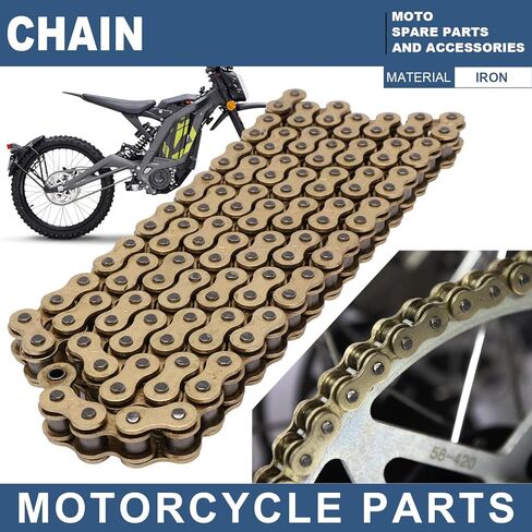 JFG RACING Motorcycle 420 Chain for Surron Light Bee,106 Links Gold O-ring Drive Chain for Sur Ron Light Bee X and S in Kuwait