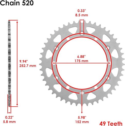 سلسلة محرك كالتريك ومجموعة ضرس متوافقة مع Yamaha Yz250 1987 1988 1989 1992 in Kuwait