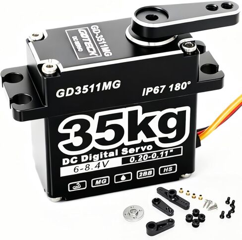 GOTECK 35KG Digital Servo,Large Torque 8.4V Full Metal Gear IP67 Waterproof Steering Servo with 25T Servo Horn for 1/8 1/10 1/12 RC Crawler Car,Robot,Boat,Truck Robot Parts (35KG(8.4V)-180°) in Saudi Arabia