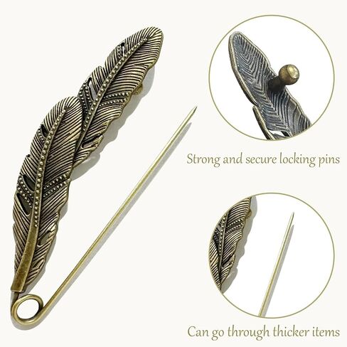6PCS Extra Large Decorative Safety Pins for Clothing, Vintage Brooch Pins for Women, Giant Retro Sweater Lapel Pins (Bronze) – Fashion Jewelry Accessories for Scarves, Hats, DIY Crafts in Saudi Arabia