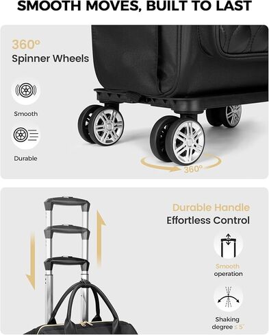 Ytonet Rolling Backpack for Women, 15.6 In Rolling Travel Backpack with 4 Spinner Wheels, Carry On Rolling Laptop Bag with Detachable Trolley, Stylish Wheeled Backpack for College Business Work, Black in Kuwait