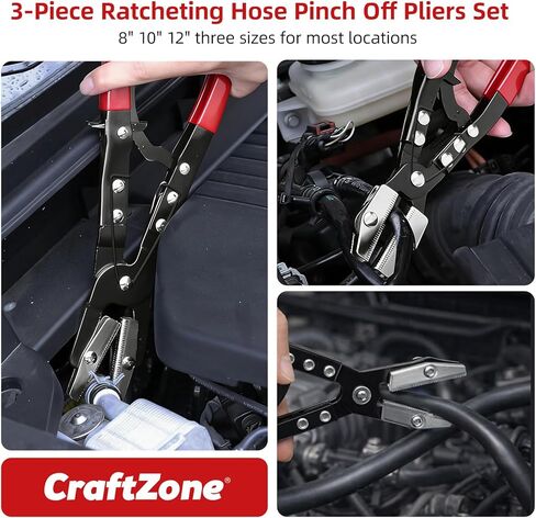 3-Piece Ratcheting Hose Pinch Off Pliers Set 8" 10" 12" Locking Hose Pinch Pliers Set for Radiator Coolant Automotive Fuel Lines in Saudi Arabia