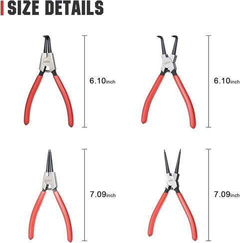 4-Piece Snap Ring Pliers Set – Internal and External C-Clip Pliers, Snap Ring Tool Kit for Removing/Installing Retaining Rings, Heavy Duty Carbon Steel in Saudi Arabia